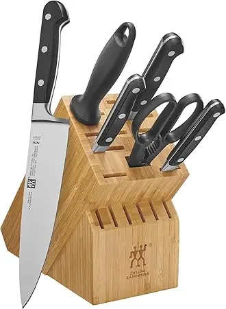 ZWILLING Professional S 7-Piece Razor-Sharp German Block Knife Set With Bamboo Block, Made in Company-Owned German Factory with Special Formula Steel perfected for almost 300 Years, Dishwasher Safe